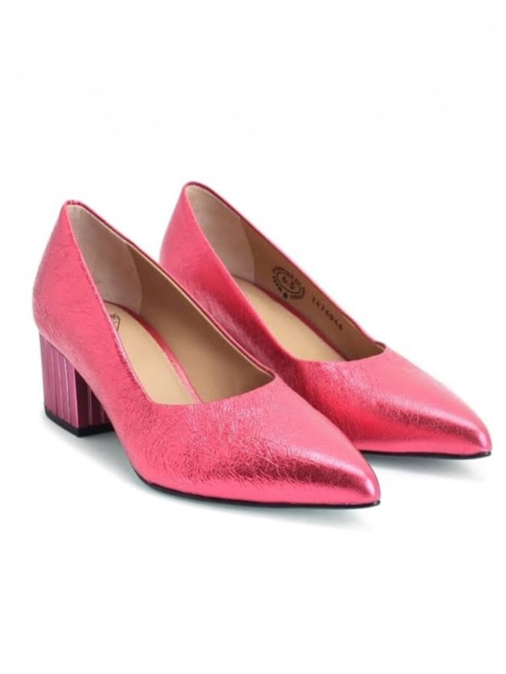 John Fluevog Bebe Metallic Pink Pump with Block Heel Size 9.5 - Picture 14 of 14